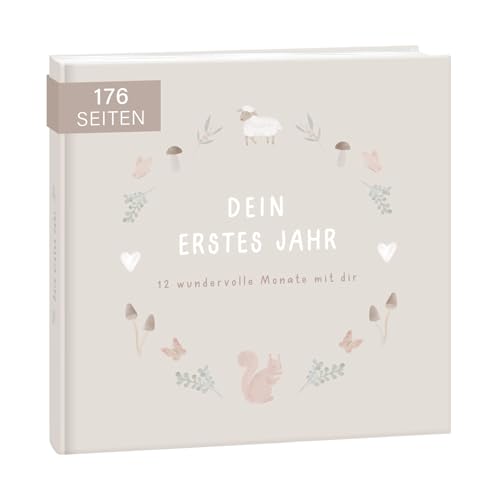 mintkind® Babyalbum "Mein erstes Lebensjahr" Wald | Fotoalbum zum Selbstgestalten | Geschenk für Mädchen und Junge | Babybuch zum Eintragen | Baby Buch ab 0 Monate | Tagebuch