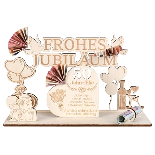 MINISONA Goldene Hochzeit Geschenke,50.Hochzeitstag Geschenke,50 Goldene Hochzeit Deko,Geschenke zum Goldenen Hochzeit,50 Jahrestag für Frau Mann Paare