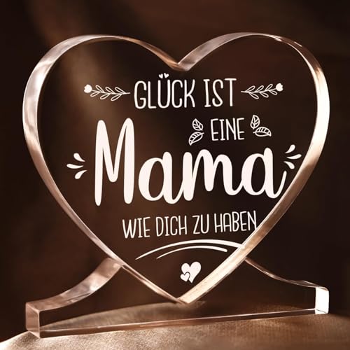 Juratar® Weihnachtsgeschenke für Mama von Tochter Sohn, Herzförmiges Acryl Heimat Dekoration Mama Geschenk, Geburtstagsgeschenk für Mama, Mutter Geschenk