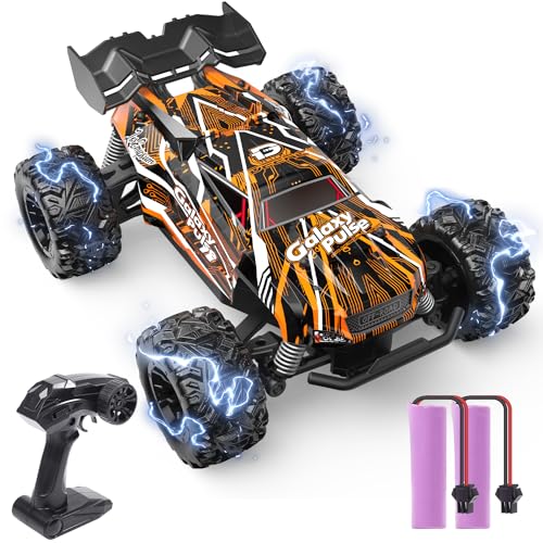 DEERC Ferngesteuertes Auto, 2.4Ghz Leuchtende RC Autos mit 2 wiederaufladbaren Batterien für 40 Minuten Spielzeit, All Terrain Off-Road Monster Truck Spielzeug für Jungen Kinder ab 8 Jahren