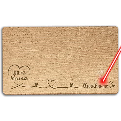 Frühstücksbrett mit Name gravieren - Lieblings-Mama - Geschenk für die beste Mama, Weihnachten, Geburtstag - Holzbrett Buche, personalisiert, Lasergravur