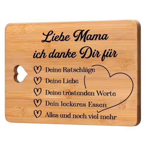 Apjielop® Geschenke für Mama, Mama Geschenk, Geburtstagsgeschenk für Mama von Tochter Sohn - Bambus Schneidebrett, Geschenk für Mama zum Geburtstag, Mama Weihnachtsgeschenke für Mama (28 X 21.5 Cm)