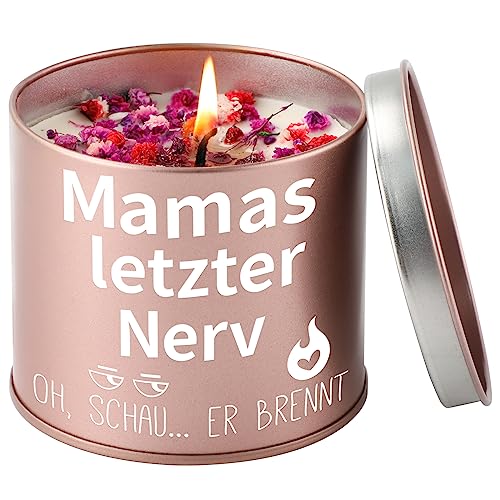 PRSTENLY Geschenke für Mama, 9OZ Stumpenkerzen Mit Spruch für Den Beste Mama, Weihnachtsgeschenke Geburtstagsgeschenk für Mama Frauen, Geschenk Mutter Frau zum Weihnachten Muttertag Geburtstag