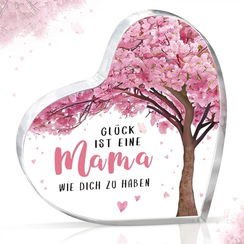 Mama Geschenk, Geburtstagsgeschenk für Mama von Tochter Sohn, Einzigartige Herzförmige Acryl Heimdekoration, Beste Mama Geschenk, Weihnachtsgeschenke zum Muttertag, Mutter Geschenk